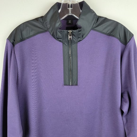 Hugo Boss Sidney Purple Black Quarter Zip Long Sleeves Pullover Sweatshirt M - Picture 4 of 16